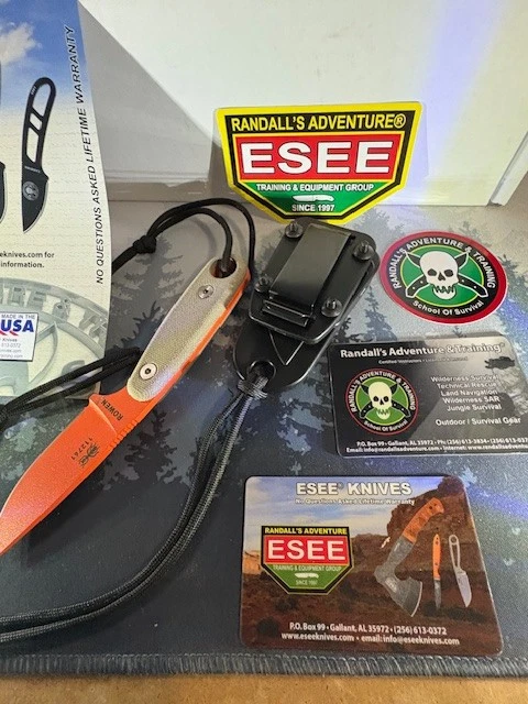 Оранжевый нож с фиксированным лезвием ESEE Izula-II с холщовой ручкой Micarta - Изображение 2 из 4