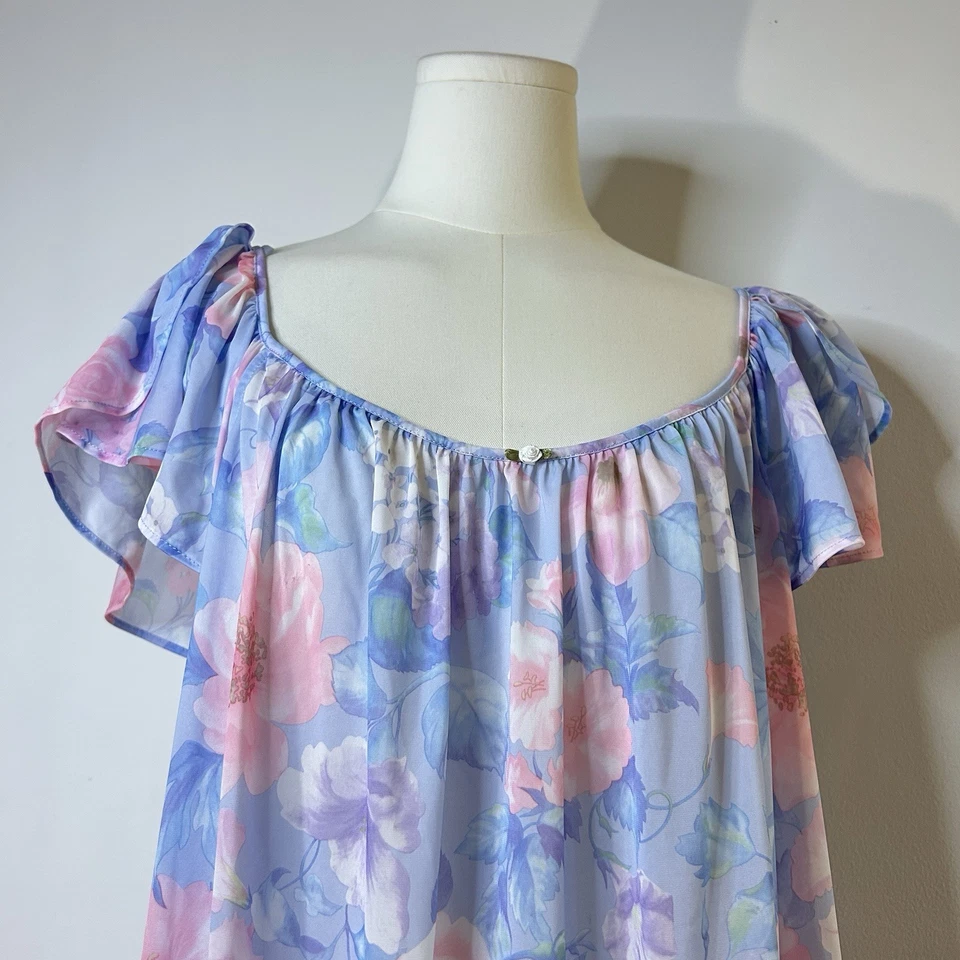 Vestido Babydoll Vintage Floral Sin Mangas Suave Niña Coqueta 48 Pulgadas Busto Mujer’s 3XL Foto 2 de 4