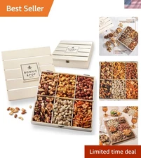 Individually Bagged Gourmet Nut Box in Reusable Wooden Crate - Perfect Gift Idea