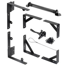 1 Set Fence Gate Kit Hardware Anti-Sag Brackets Springs Hinges Latch Outdoor