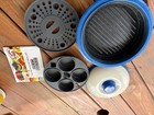 Range Mate Microwave Multi Cooker Grill Muffin Steamer & Lid Blue & White Pan — photo 3