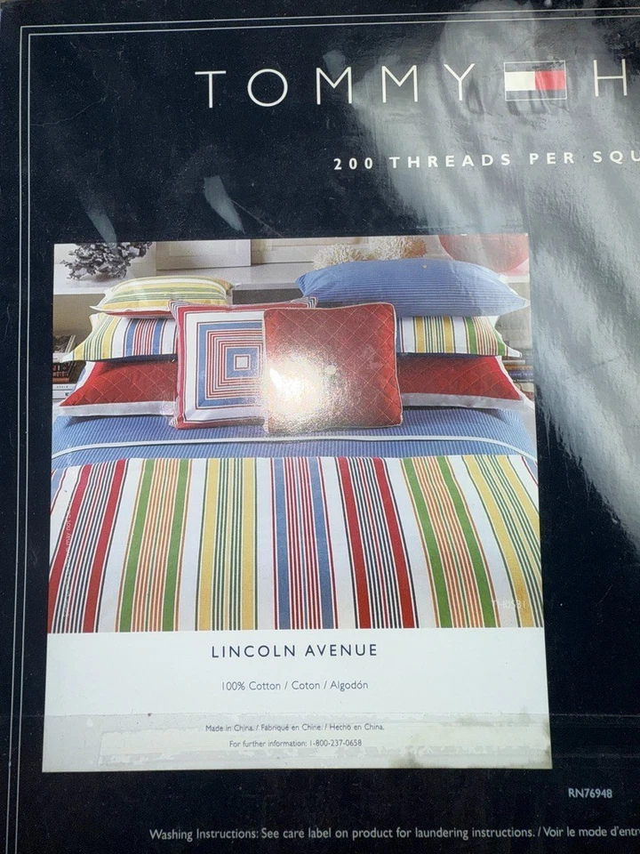 FALDA CAMA TOMMY HILFIGER Talla Queen Lincoln Avenue Azul Blanco Rayas Nueva en Paquete Foto 2 de 2