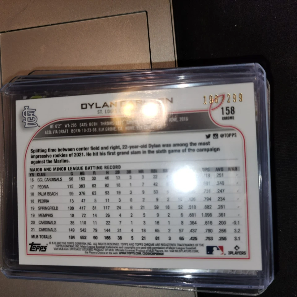 2022 PURPLE/YELLOW TOPPS CHROME ALL STAR RC #158 DYLAN CARLSON RC 196/299-CARDS - Image 2 of 2