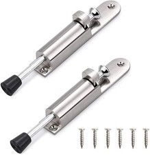 2 Pack Kickdown Door Stop, Stainless Steel Easy Step Silver