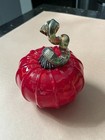 ART GLASS HAND BLOWN RED GLASS PUMPKIN SIGNED DATED 2007 6" TALL 5" DIAM — photo 1