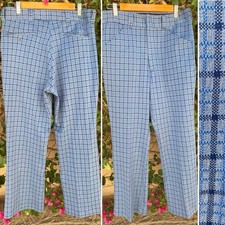 Vtg Plaid Polyester Pants Scovill Zipper JCPenney 32 in Waist 60s 70s Hippy Mod