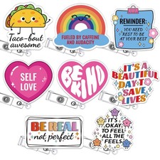 8 Pcs Funny Badge Reel Retractable Nurse Accessories Bulk Medical Nursing Fun...