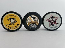 Lot of 3 Pittsburgh Penguins Pens Vintage, 92-93 Season, & Russian Puck