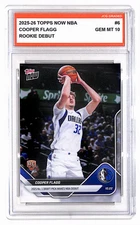 Cooper Flagg 2025-26 Topps Now NBA #6 Mavericks Rookie Debut Graded Gem Mint 10