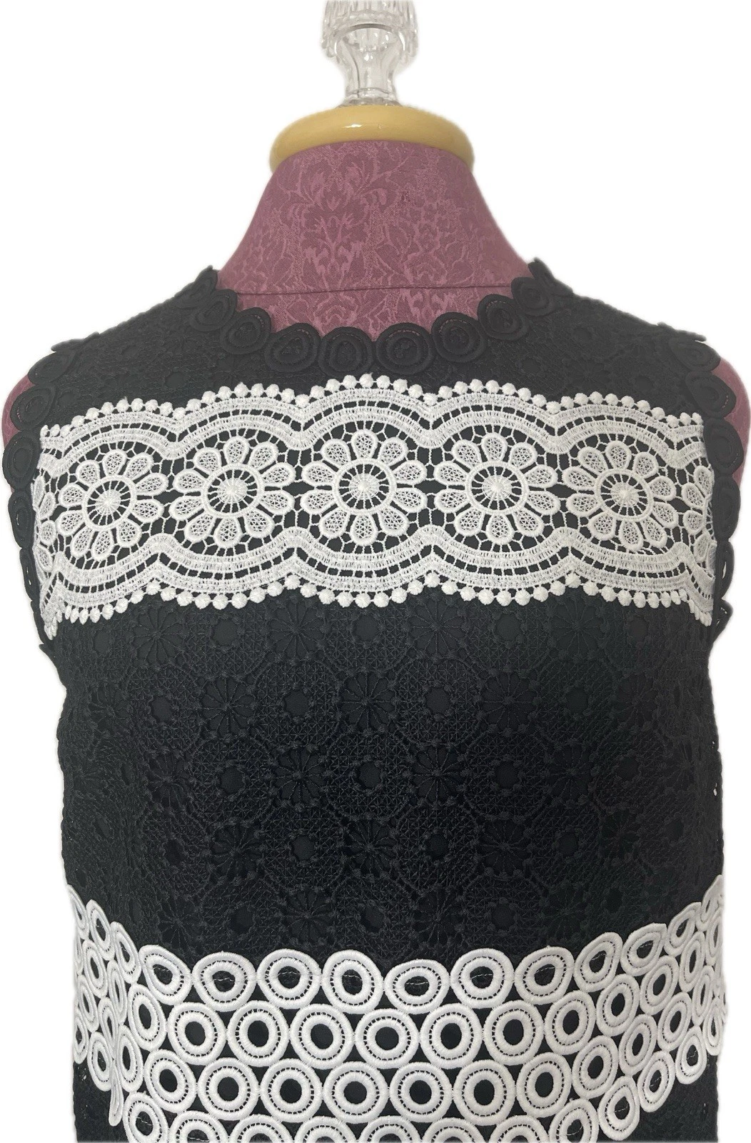 Abito donna Kate Spade in pizzo a pois nero taglia 10 vendita al dettaglio $368