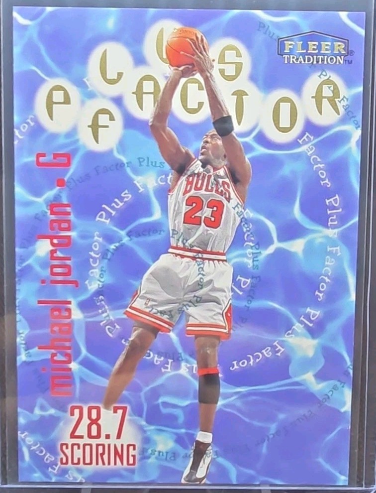 1998-99 Fleer Tradition MICHAEL JORDAN Plus Factor #142 CHICAGO BULLS 
