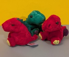 Puffkins Dragon Plush Lot of 3 - Red Drake Green Pickles 1990s Vintage Swibco