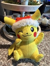 Pikachu Santa Hat Plush 9  Christmas Pok mon Holiday Edition Tomy 2017