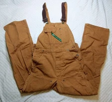 VTG Key Imperial Brown Canvas Duck Double Knee Bib Overalls Mens 32x 34 USA Made