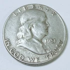 1951 Franklin Half Dollar, 90% Silver Circulated Coin #7373