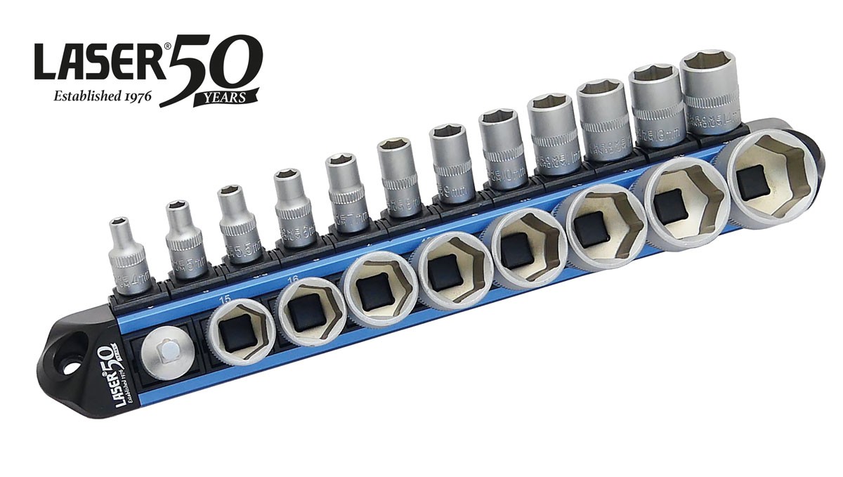 Laser Tools LocSoc Metric Socket Set 1/4""D & 3/8""D 21pc Single Hex Chrome 9330