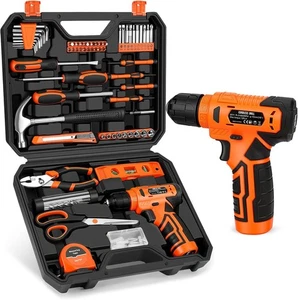 139-Piece Jeu d'outils - Kit d'outils avec 8V Conducteur sans fil de forage dans ToolBox Stockage C