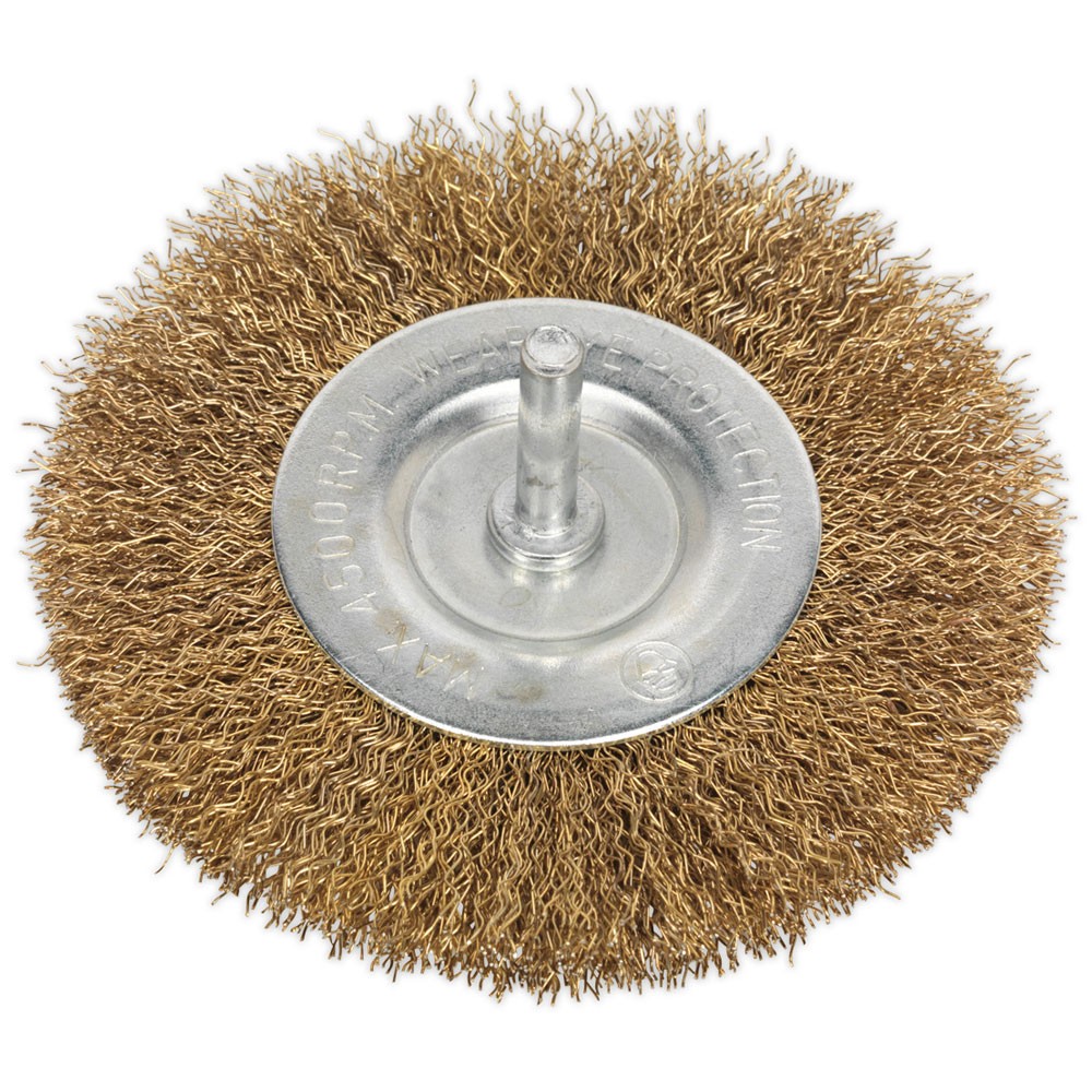 Sealey Flat Wire Brush 100mm with 6mm Shaft