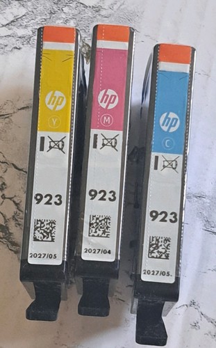Authentic HP 923 Ink Cartridges 3 PACK C/M/Y (6C3Y4LN) Expires 04-2027 NWOB