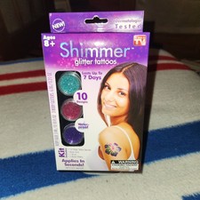 Shimmer Glitter Tattoos 10 Designs 3 Body Glitters Applies in Seconds NEW in box