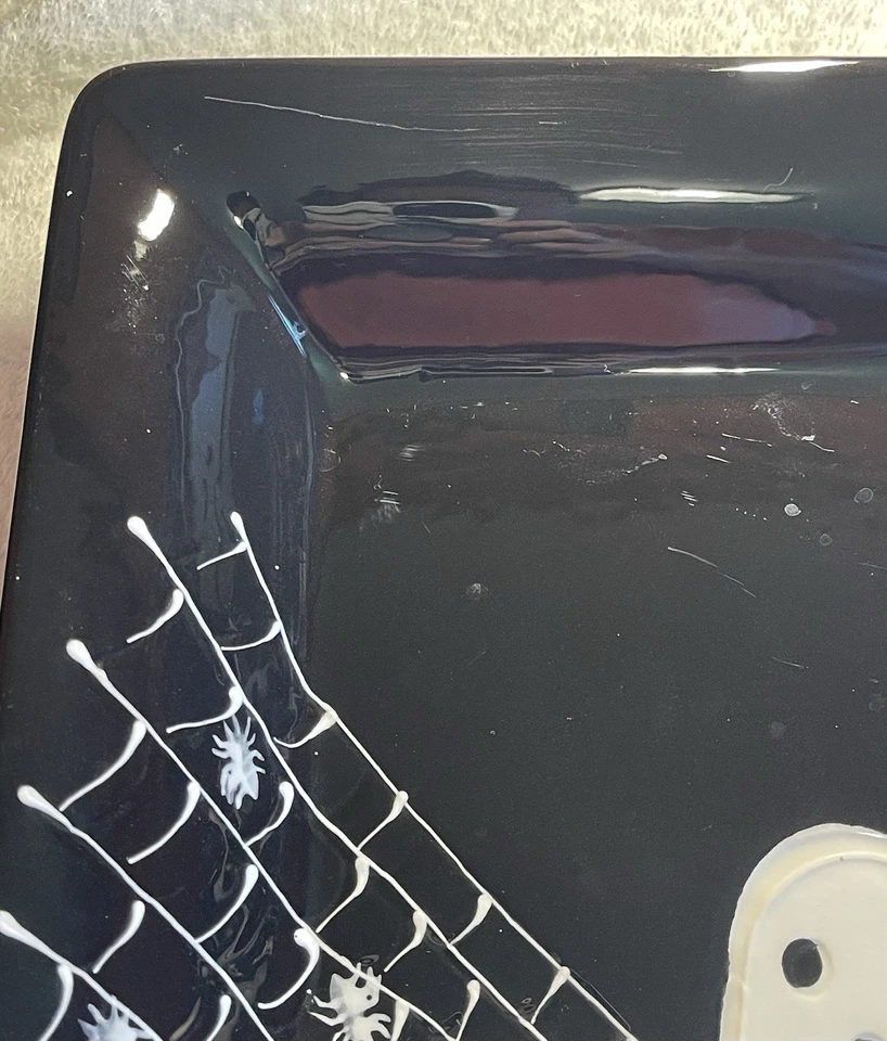 Bandeja para servir Laurie Gates grande Halloween 2013 plato fantasmas y telarañas Foto 3 de 4