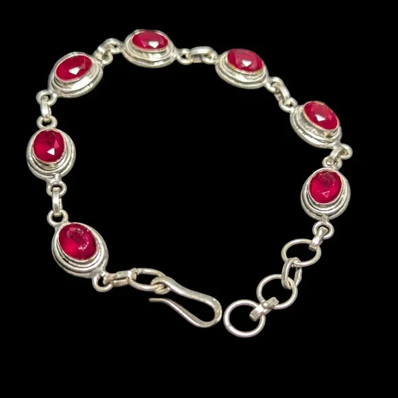 Red Ruby in Silver Bracelet - image 2