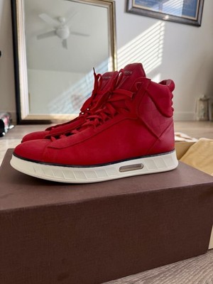 Men s Limited Edition Louis Vuitton Street Light High Top Sneakers Red