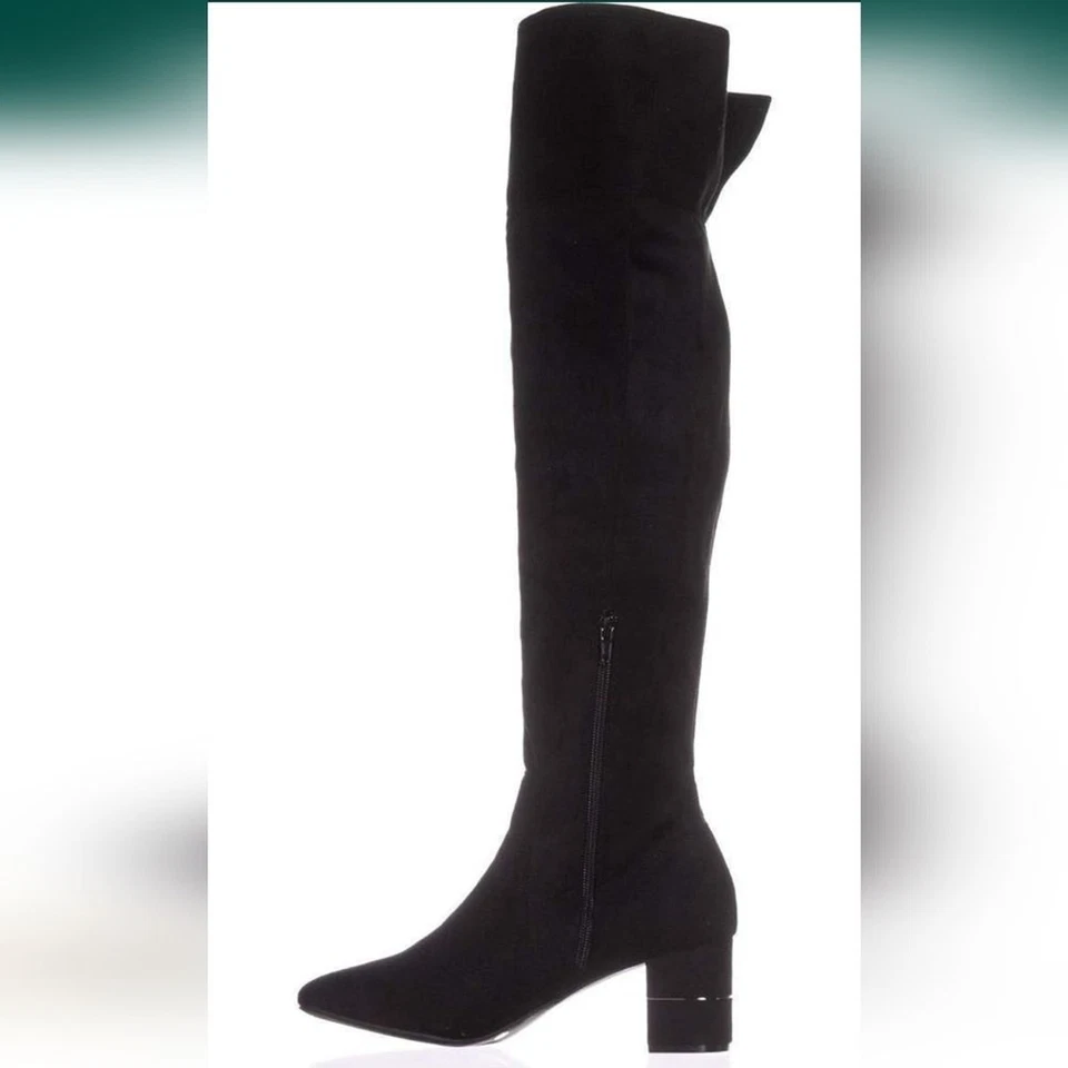 Женские модные замшевые сапоги Alfani Novaa с закрытым носком выше колена черные, размер 6,0 M - Изображение 3 из 4