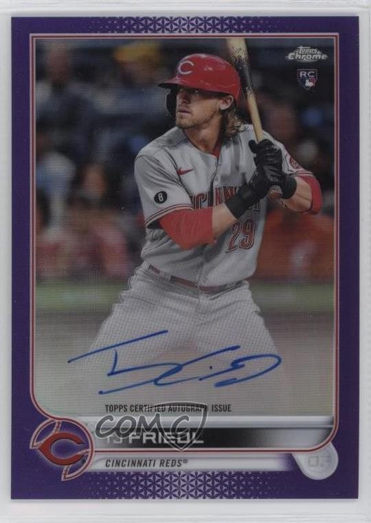 2022 Topps Chrome Rookie Purple Refractor 97/250 TJ Friedl #RA-TF Auto 0f5t