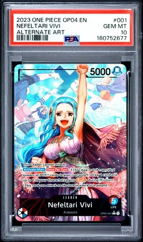 ONE PIECE NEFELTARI VIVI 2023 OP04-KINGDOMS OF INTRIGUE #001 ALT ART PSA 10