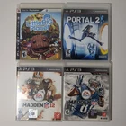 PS3 Sony PlayStation 3 - 4 Game Lot Portal 2, Little Big Planet, Madden 12 & 13