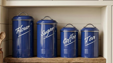 Blue Metal Canister Set - 4 Pieces