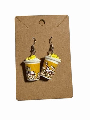 NEW Novelty Fashion EARRINGS popcorn bucket movie night food dangle