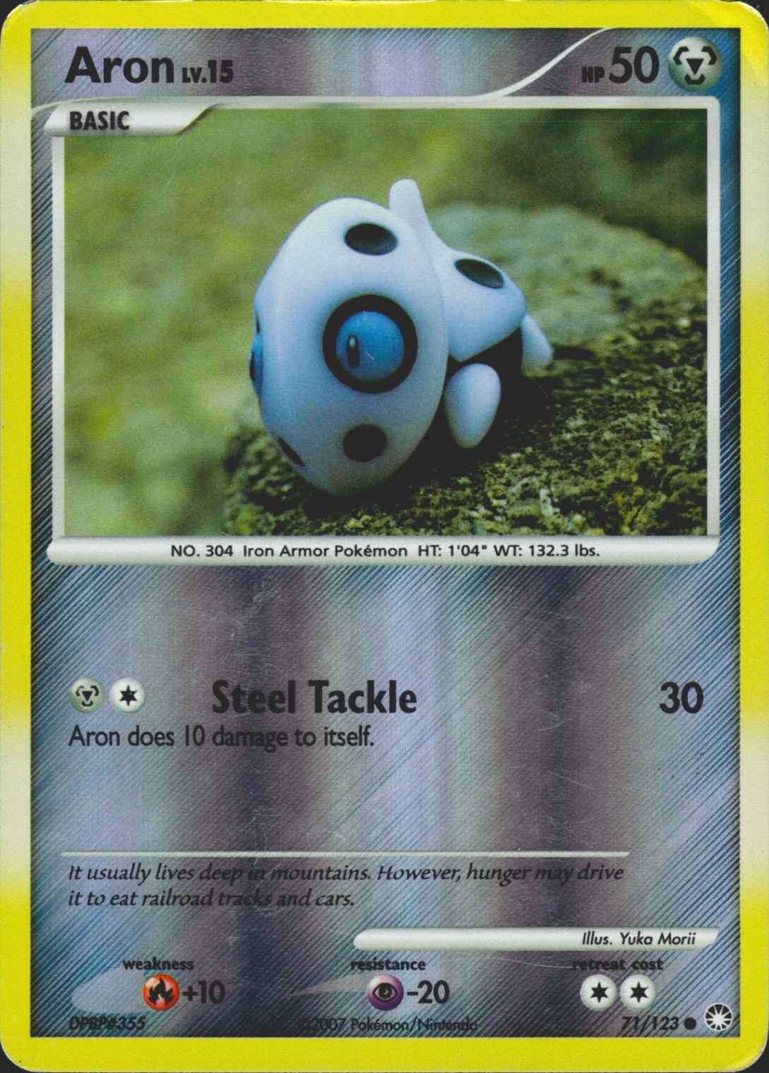 Aron 71/123 Reverse Holo Mysterious Treasures Pokémon Card LP