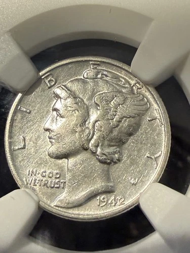1942/41 Overdate 10C Mercury Dime - NGC AU Details Cleaned