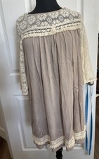 Umgee Dress Small Boho Hippie Festival Lace Fringe Tunic Babydoll Lined usa
