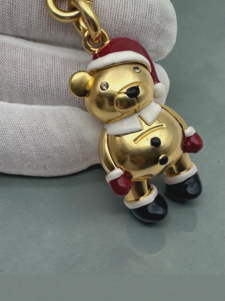 Coach Oro Multicolor Esmalte Cristales Papá Noel Oso Llavero Dije Foto 2 de 3