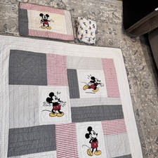 Pottery Barn Kids DISNEY Mickey Mouse Patchwork Quilt Twin Sham Organic Sheet 3P