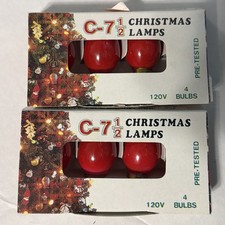7 Cool Burning NOS Transparent C-7 1/2 Replacement Lamps/ Bulbs  RED