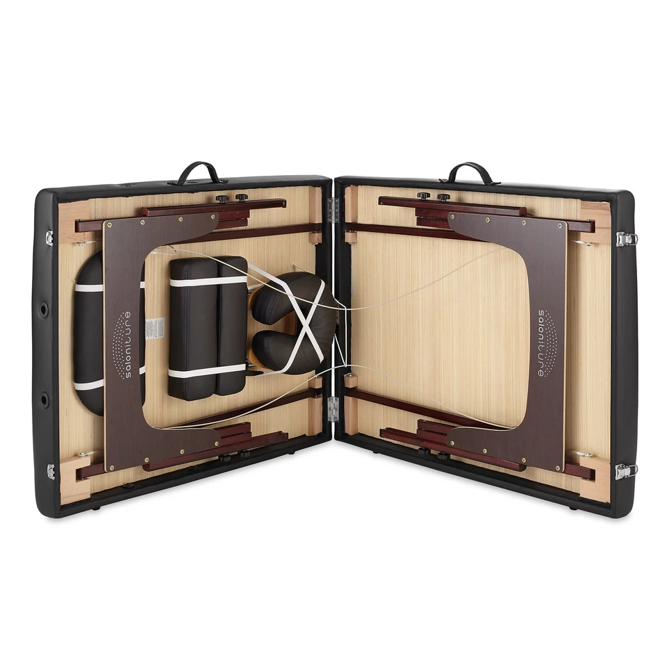 Mesa de masaje plegable ligera portátil profesional con paneles de Reiki - negra Foto 3 de 4