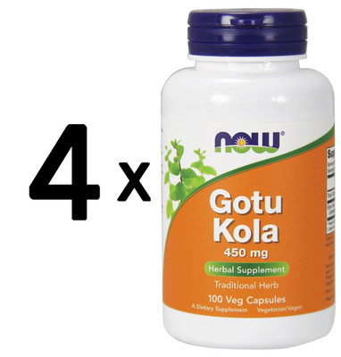 4 x NOW Foods Gotu Kola, 450mg - 100 vcaps (94,98 EUR/kg)