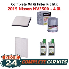 2015 Nissan NV2500 4.0L Complete Cabin, Air & Oil Filter Kit (5W-30)