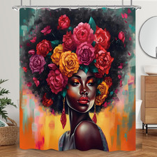 African American Black Girl Shower Curtain Black Woman Shower Curtain for Bathro