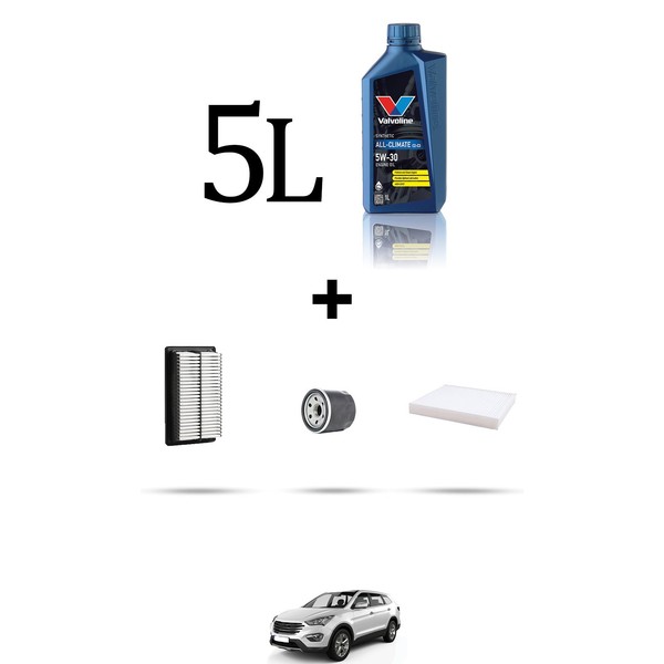 Hoffcar Wartungsset 3 Filter Und 5L ÖL FüR Hyundai Santa Fe Iii 2.4 Gdi 138KW-image
