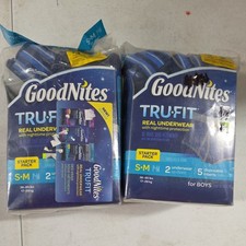  See Pic Rough Packs 2x Goodnites TRU-FIT Real Underwear BOYS Starter Pack S/M
