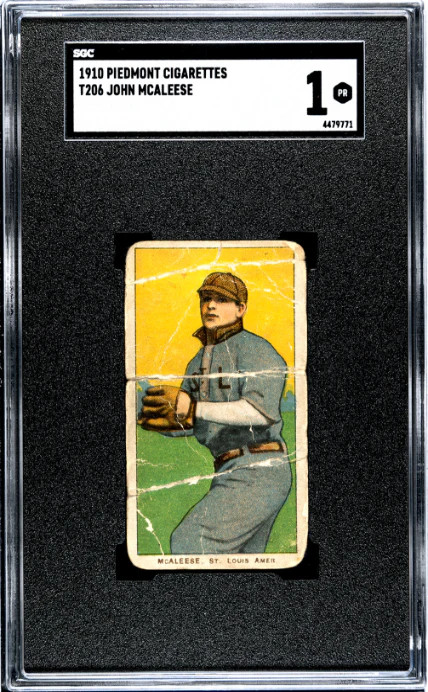 1909 T206 JOHN MCALEESE NNO POOR PIEDMONT 350 SGC 1 BASEBALL ST. LOUIS BROWNS
