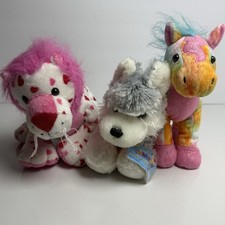 GANZ Webkinz Lot Husky Tie Dyed Pony Love Lion Plush Pink Mane Heart Bundle Toy