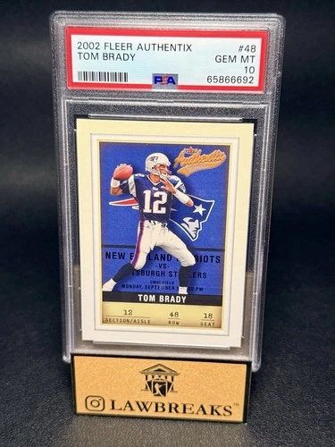2002 FLEER AUTHENTIX #48 - TOM BRADY - PSA GEM 10 - NEW ENGLAND PATRIOTS