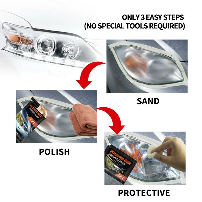 Pro Car Headlight Lens Polishing Cleaner Cleaning Tool Restoration Repair Kit US - Image 3 of 4