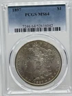 1897 U.S. $1 Morgan Dollar PCGS MS64 Silver! Choice UNC! Slight toning